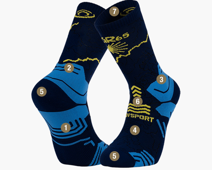 TREK GR65 COMPOSTELLE collector blue/yellow sock